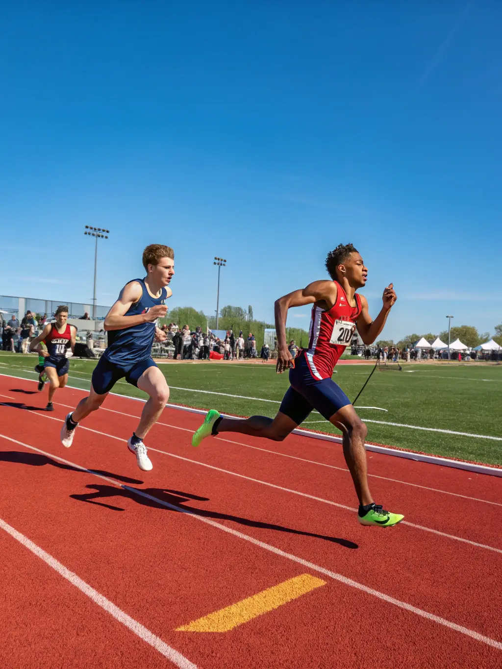 A group of students running track and field, highlighting speed and endurance.